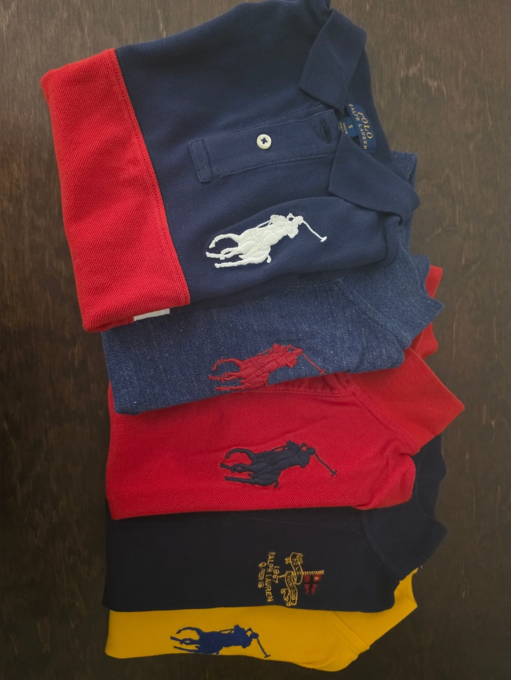 Polo by Ralph Lauren Multi-Color Kids Polo Shirt Stack - Navy, Red, Yellow